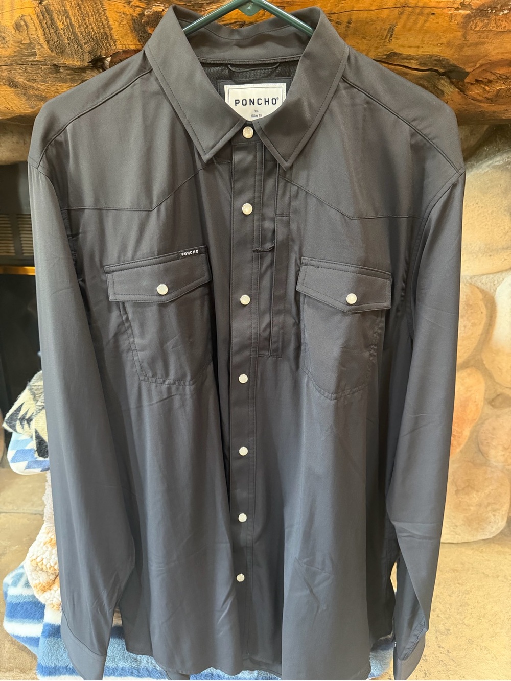 Poncho Men’s Black Long-Sleeve Button-Down Shirt